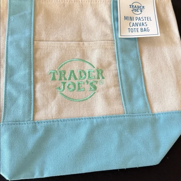 Trader Joe's Mini Tote Pastel Blue Bag🐇 - Picture 4 of 5